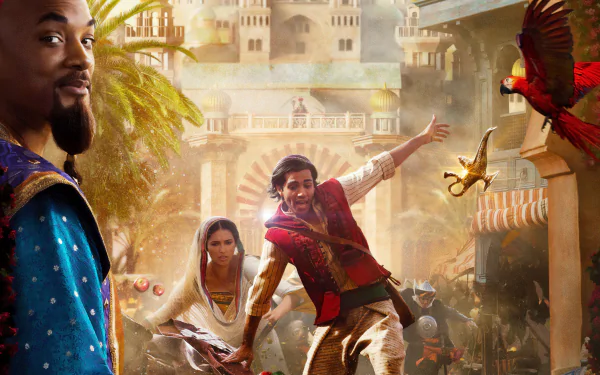 Naomi Scott Mena Massoud Will Smith Princess Jasmine Aladdin movie Aladdin (2019) HD Desktop Wallpaper | Background Image