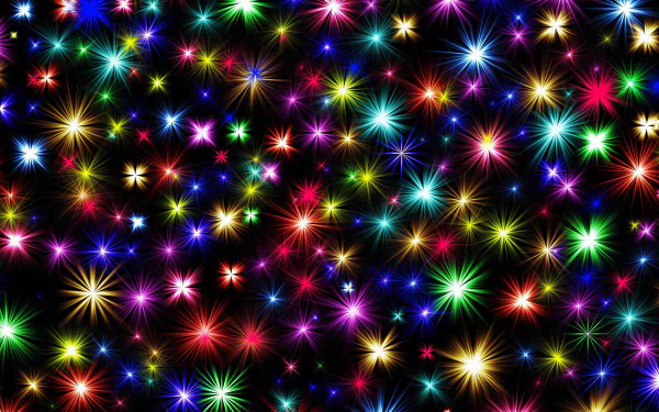 A vibrant 4K Ultra HD Christmas abstract background featuring bright, colorful sparkles and lights against a dark backdrop, creating a festive and lively atmosphere.