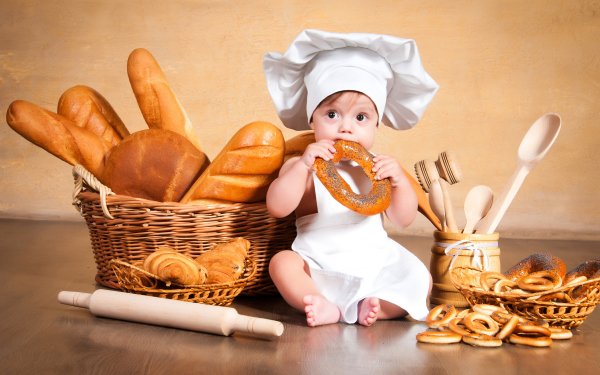 Photography Baby Child Bread Chef Baking Croissant HD Wallpaper | Background Image