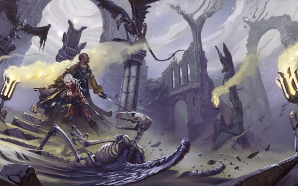 Dark Warrior Skeleton Temple Battle Elf Woman Warrior HD Wallpaper | Background Image