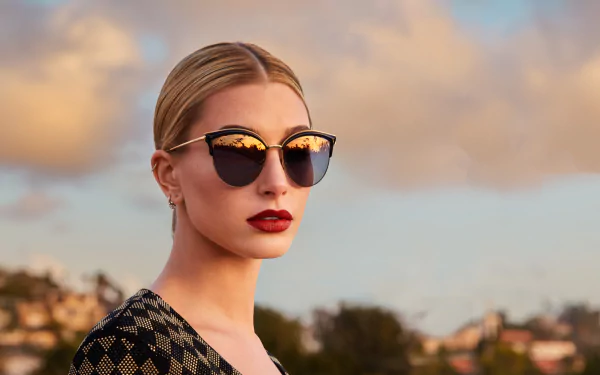 blonde lipstick depth of field sunglasses model American Celebrity Hailey Baldwin HD Desktop Wallpaper | Background Image