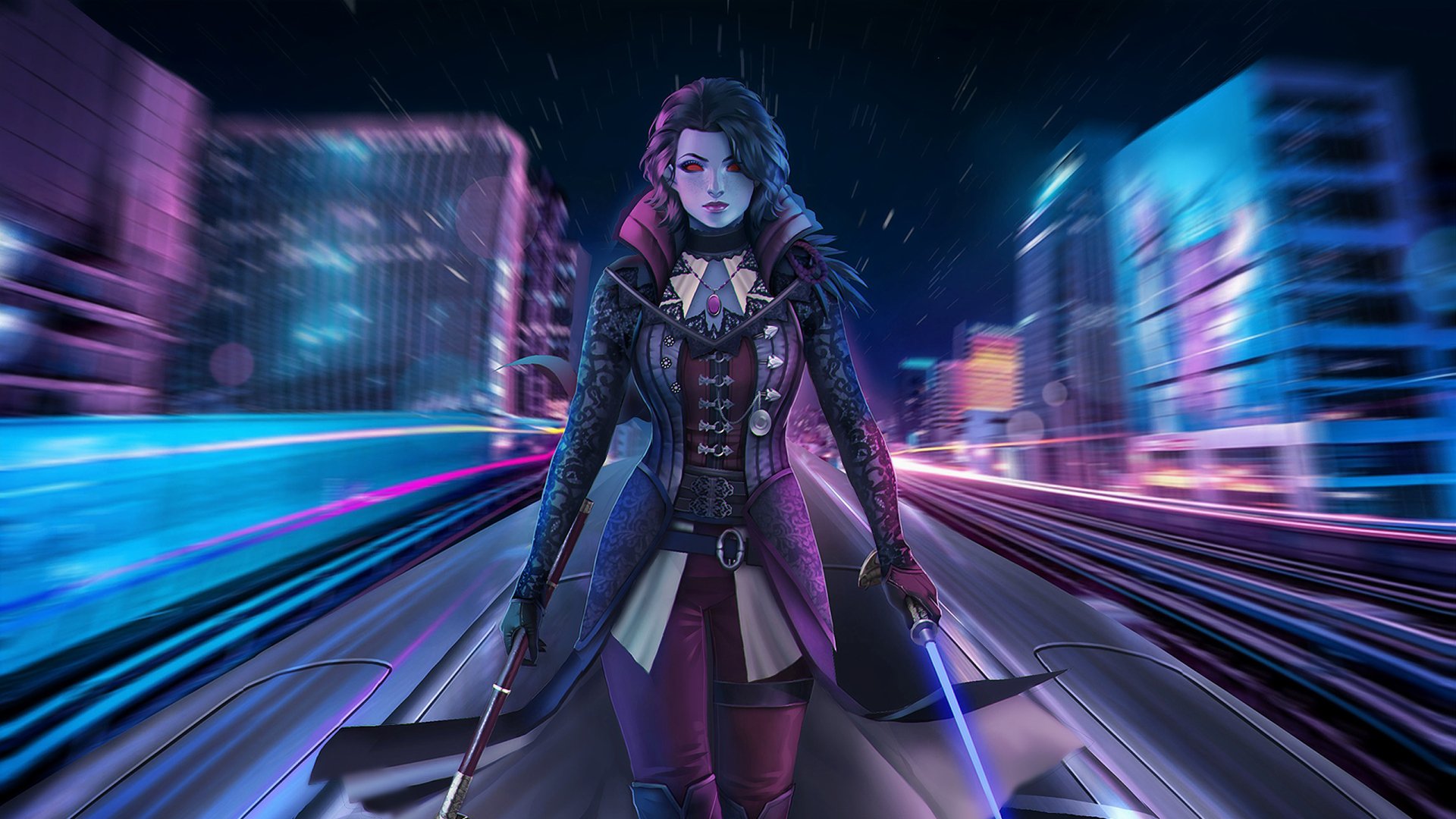 Download Red Eyes Woman Warrior Fantasy HD Wallpaper by Audia Pahlevi