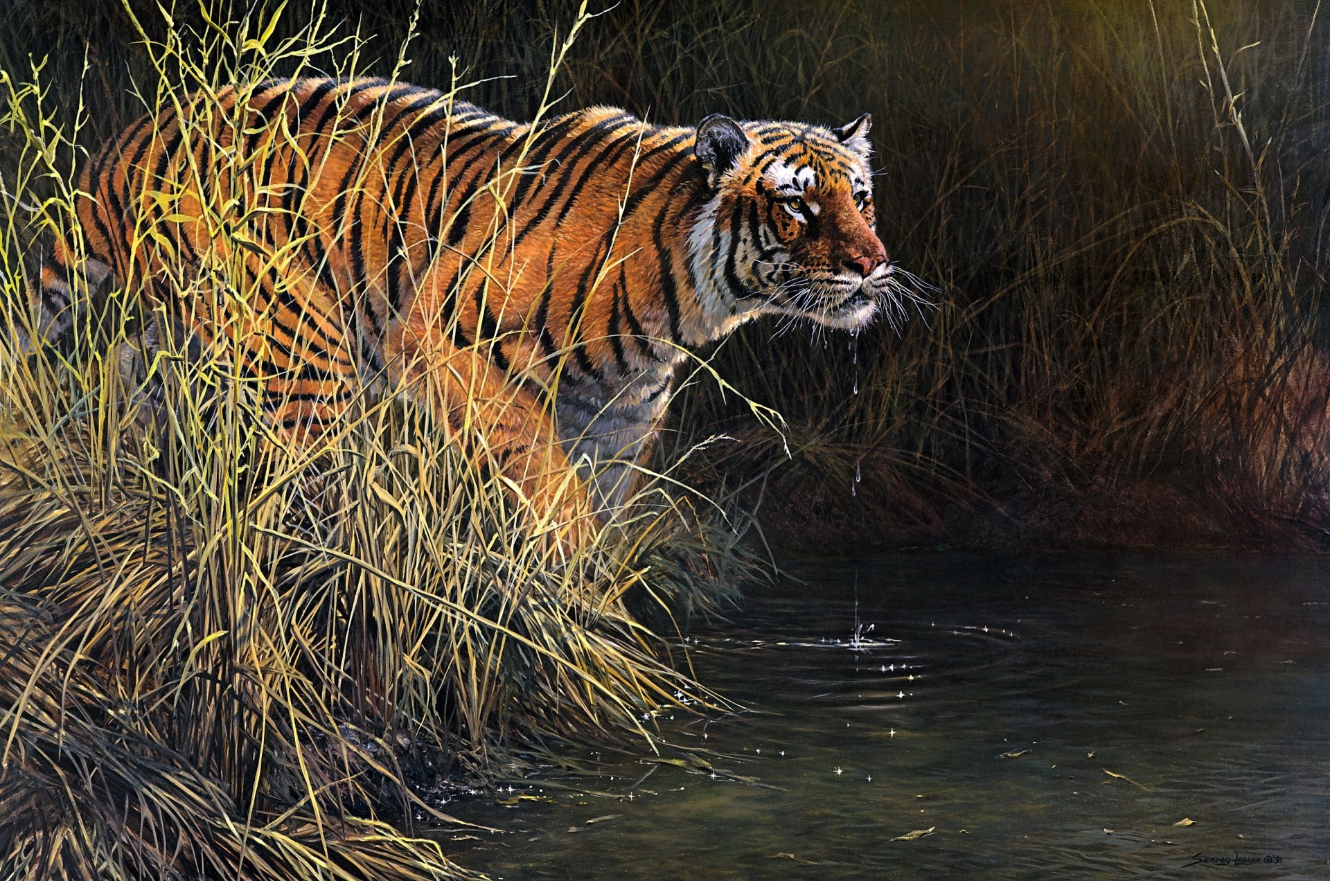 Download Painting Animal Tiger HD Wallpaper by John Seerey-Lester