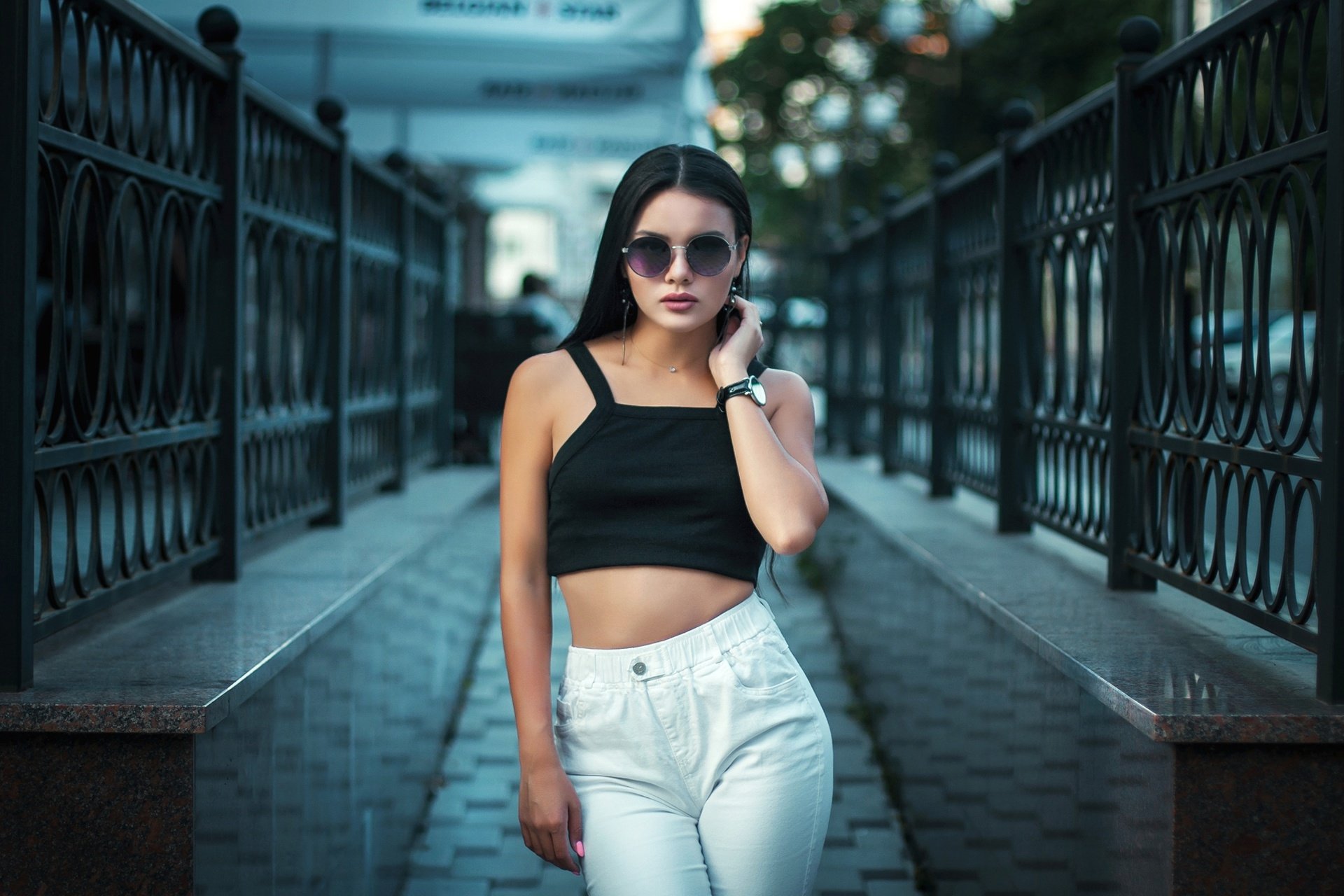 Download Depth Of Field Sunglasses Black Hair Woman Model HD Wallpaper ...