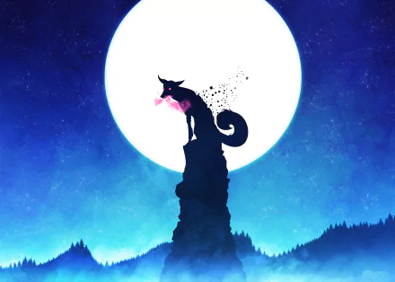 night moon fantasy fox HD Desktop Wallpaper | Background Image