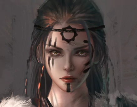 tattoo stare face fantasy woman HD Desktop Wallpaper | Background Image