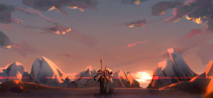 HD PC desktop wallpaper and background: Anime — Mobile Suit Gundam: Iron-Blooded Orphans scene of a lone Gundam standing on a rocky plain at sunset beneath a dramatic sky.