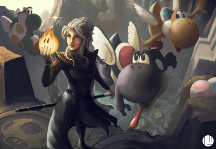 Game Of Thrones Daenerys Targaryen Yoshi video game crossover HD Desktop Wallpaper | Background Image