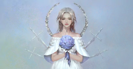 white hair fantasy woman HD Desktop Wallpaper | Background Image