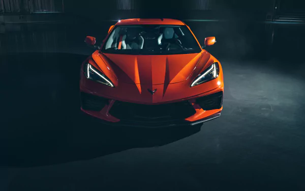 supercar orange car car Chevrolet Chevrolet Corvette vehicle Chevrolet Corvette (C8) HD Desktop Wallpaper | Background Image
