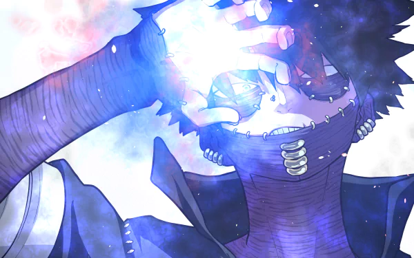 4K Ultra HD PC wallpaper featuring Dabi from My Hero Academia, showcasing his iconic blue flames and stitched appearance in a dynamic anime style.