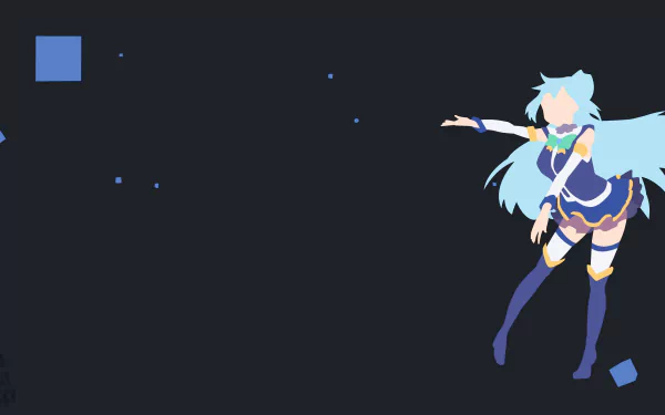 4K Ultra HD PC desktop wallpaper: Aqua (KonoSuba) from the anime KonoSuba - God's blessing on this wonderful world!!, blue-haired goddess floating on a dark, star-speckled background.