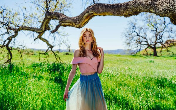 Celebrity Katherine Mcnamara American Actress Grass Depth Of Field Blonde HD Wallpaper | Background Image