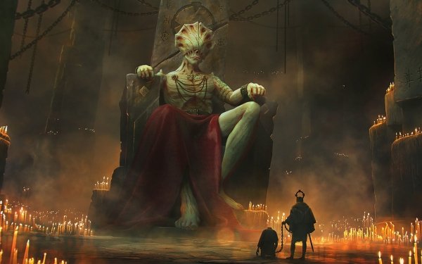 Dark Creature Throne Creepy Candle HD Wallpaper | Background Image