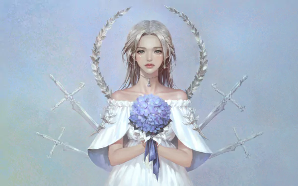 white hair fantasy woman HD Desktop Wallpaper | Background Image