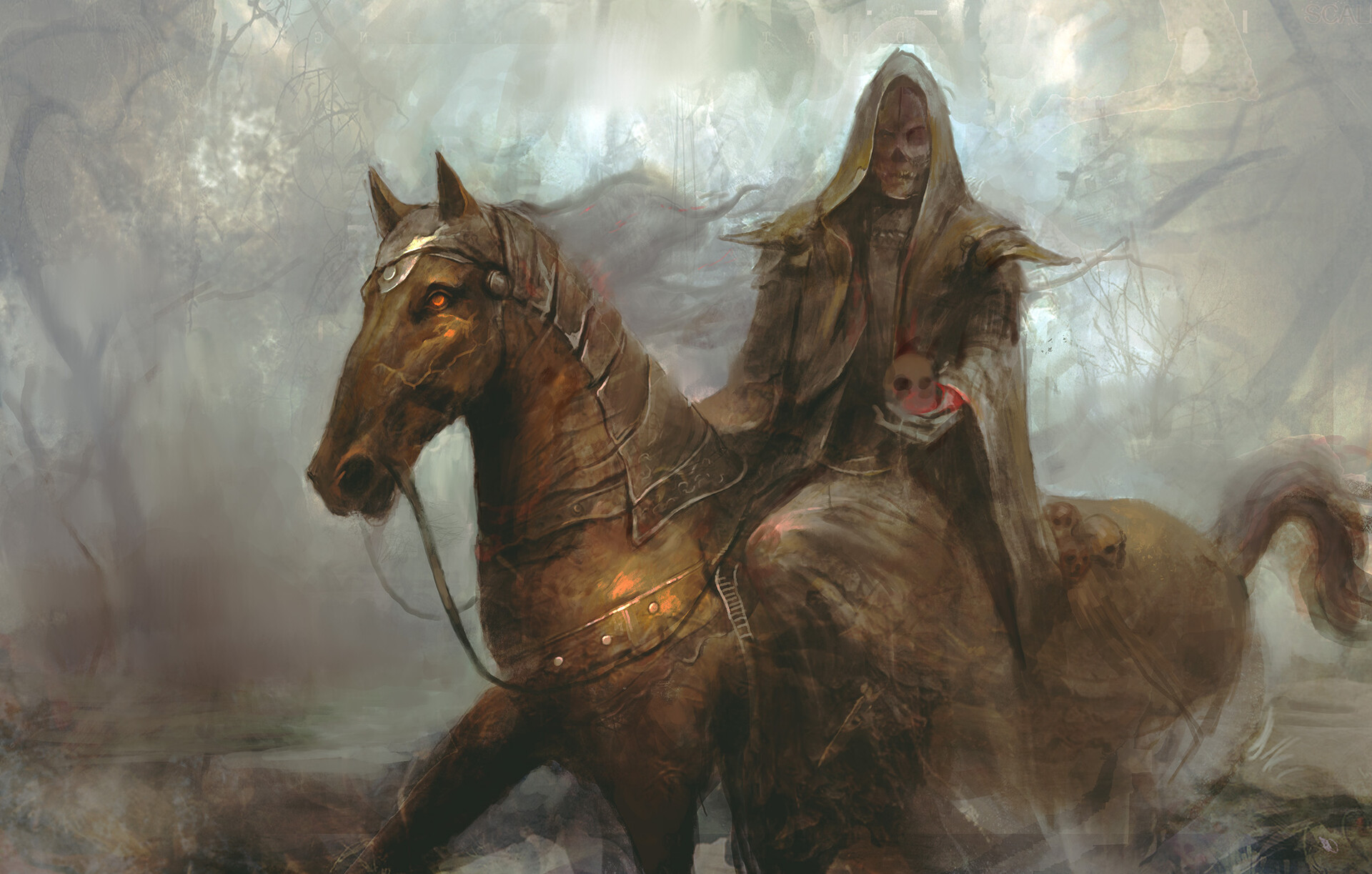 Download Skull Hood Undead Horse Dark Artistic HD Wallpaper by Leszek Woź