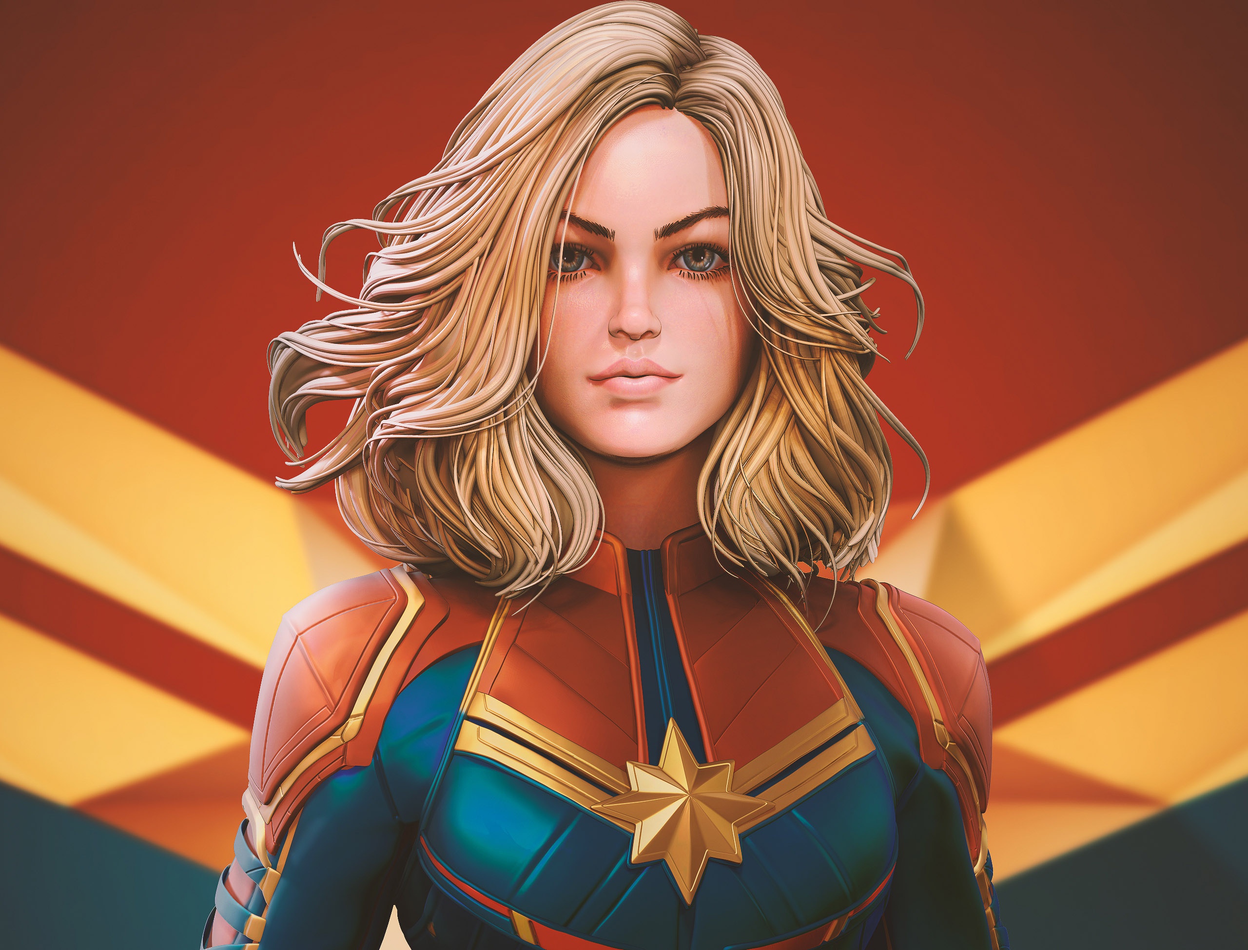 Download Blonde Comic Captain Marvel HD Wallpaper