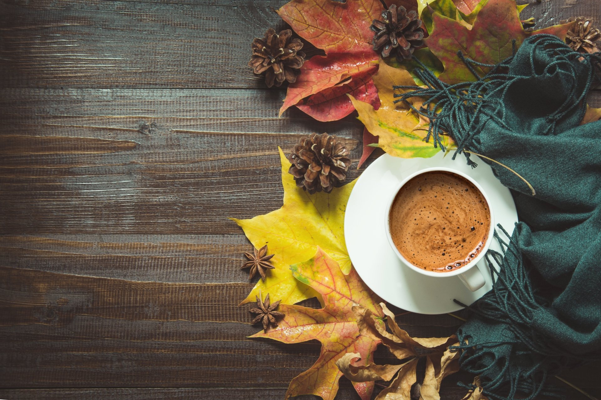 Download Drink Still Life Cup Leaf Fall Food Coffee Fall Coffee 4k Ultra HD Wallpaper