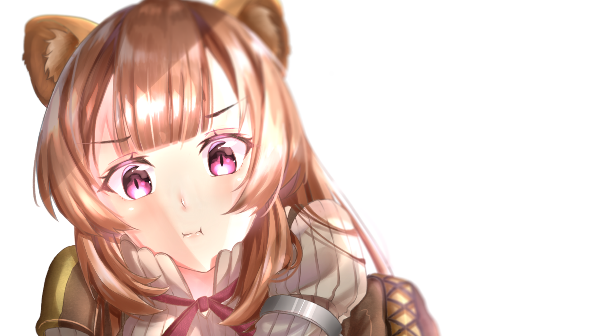 HD anime wallpaper featuring Raphtalia from The Rising of the Shield Hero with light brown hair, pink eyes, and distinctive animal ears.