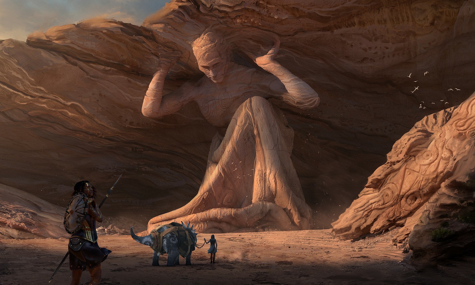 Download Sand Tribal Fantasy Statue HD Wallpaper by Chris Tulloch McCabe