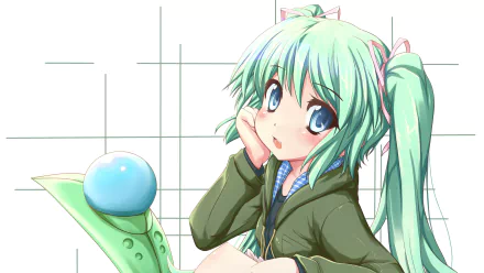 blue eyes aqua hair Anime Original HD Desktop Wallpaper | Background Image