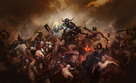 wizard barbarian sorceress warrior battle video game Diablo IV HD Desktop Wallpaper | Background Image