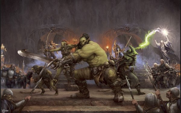 Fantasy Orc Battle Warrior Wizard Sword Archer HD Wallpaper | Background Image
