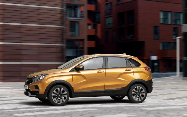 yellow car SUV car Lada vehicle Lada Xray HD Desktop Wallpaper | Background Image