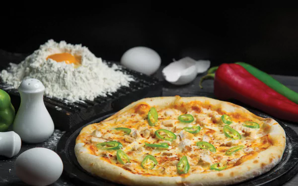 still life flour pepper egg food pizza HD Desktop Wallpaper | Background Image