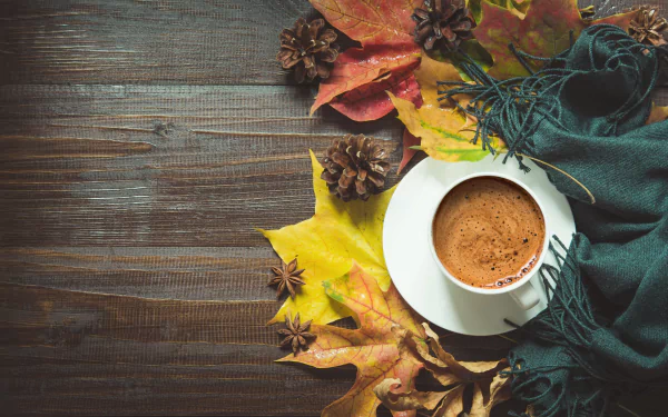 drink still life cup leaf fall food coffee fall coffee HD Desktop Wallpaper | Background Image