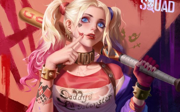 Comics Harley Quinn DC Comics Blonde Twintails Baseball Bat Blue Eyes HD Wallpaper | Background Image