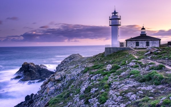 Man Made Lighthouse Coast Spain Ocean HD Wallpaper | Background Image