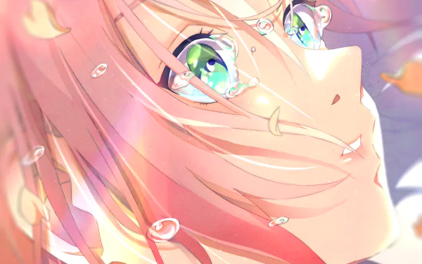 HD wallpaper of Sakura Haruno from Naruto, shedding tears with an emotional expression. The vibrant colors and intricate details highlight the anime character beautifully.