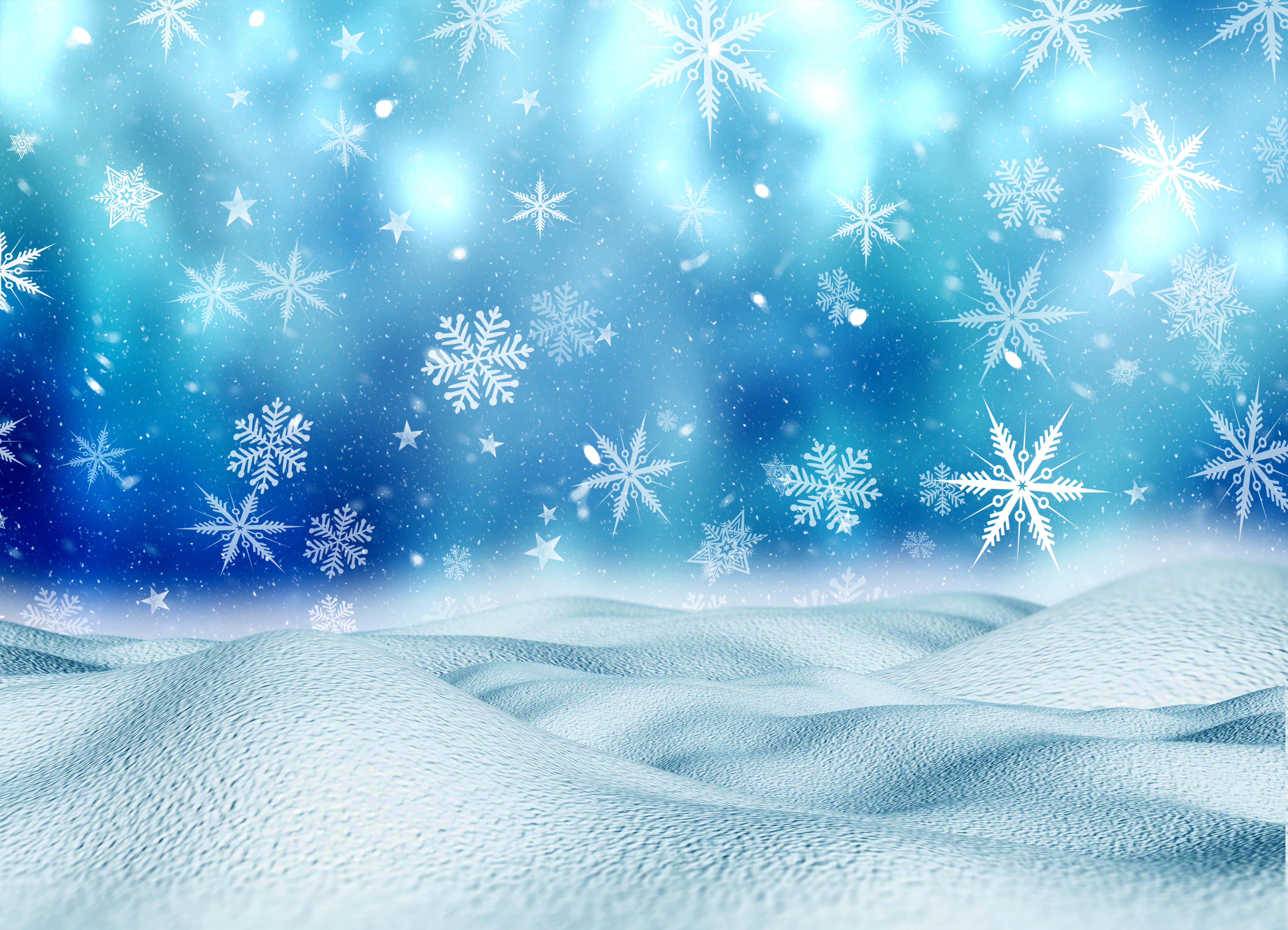 Snowflakes in Blue Sky 5k Retina Ultra HD Wallpaper | Background Image