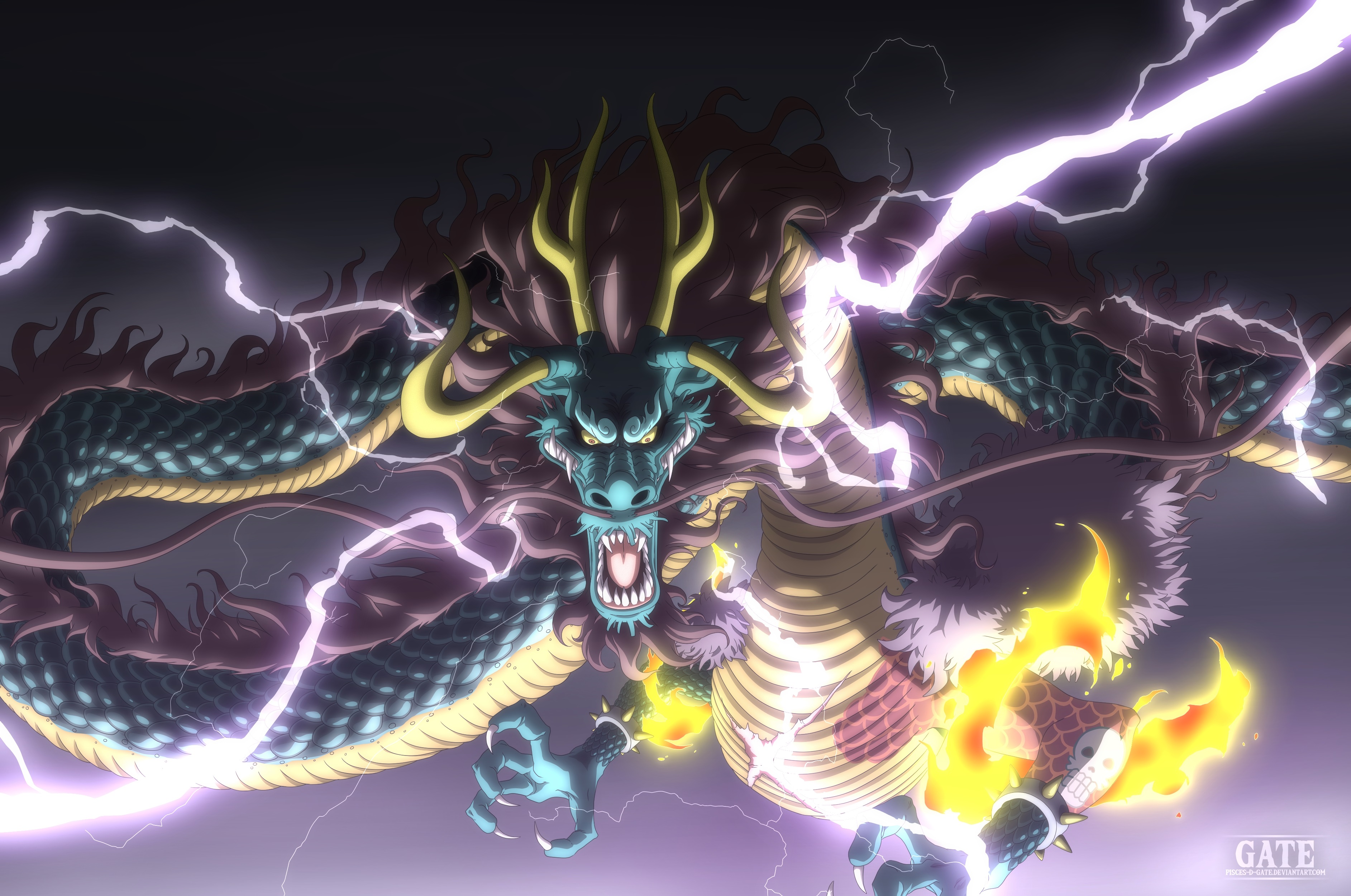 Kaido Thunderstorm - One Piece HD Wallpaper by Pisces-D-Gate