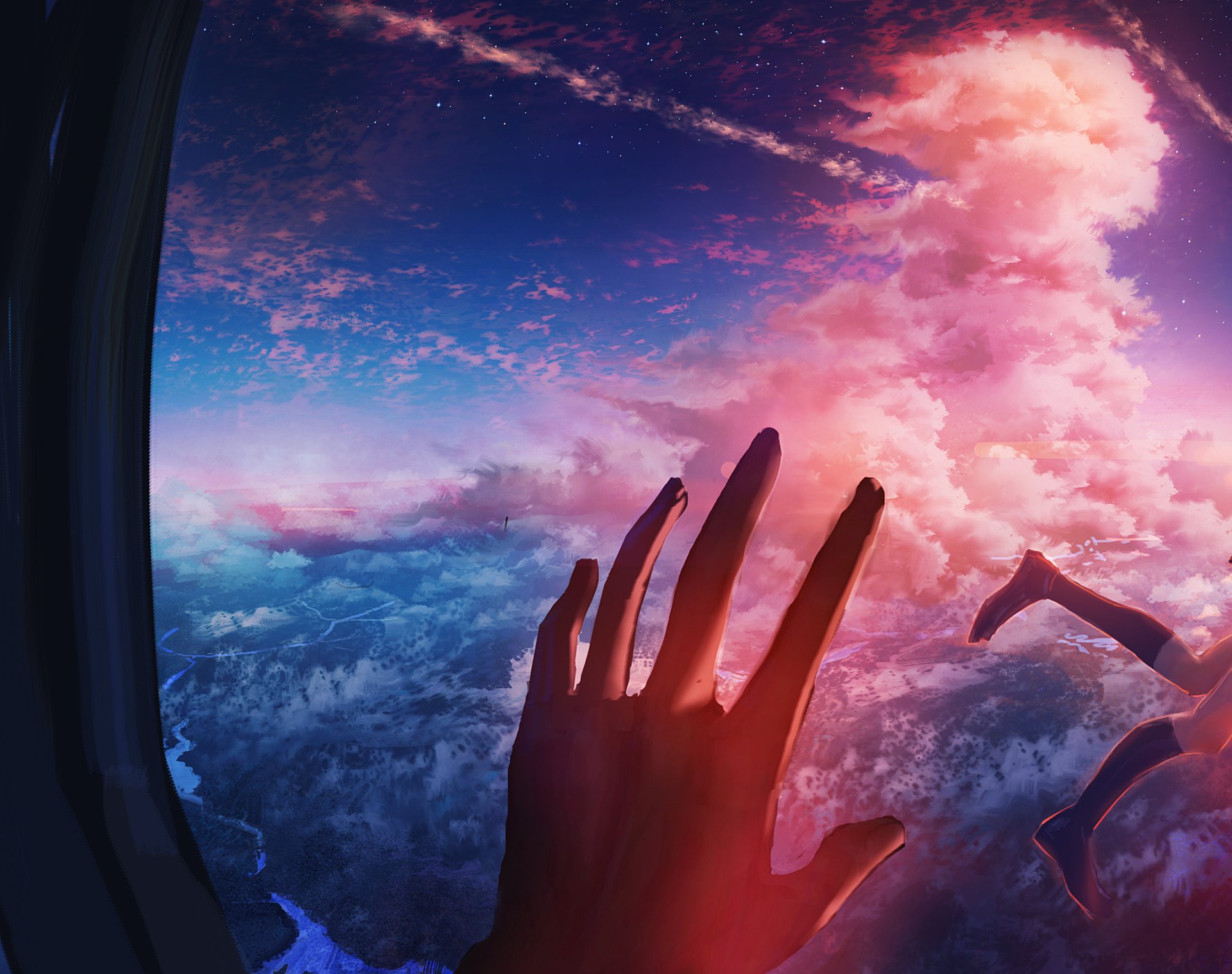 Download Legs Sky Hand Anime Original Sky Anime HD Wallpaper by ナコモ