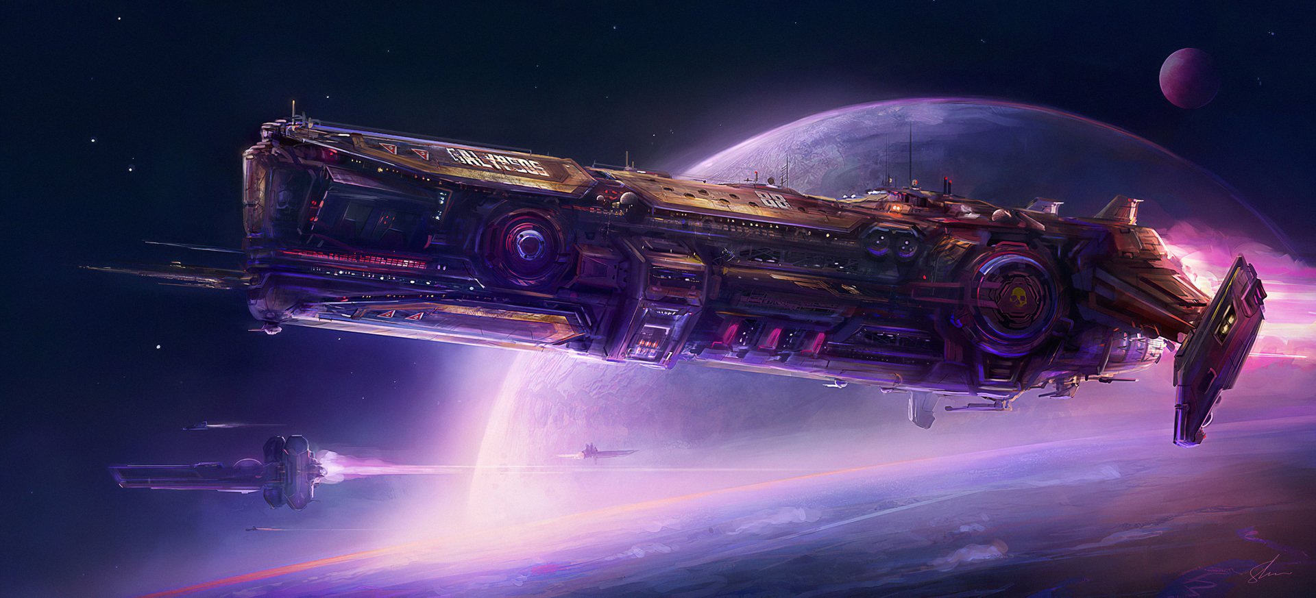 Sci Fi Spaceship HD Wallpaper | Background Image | 3600x1636