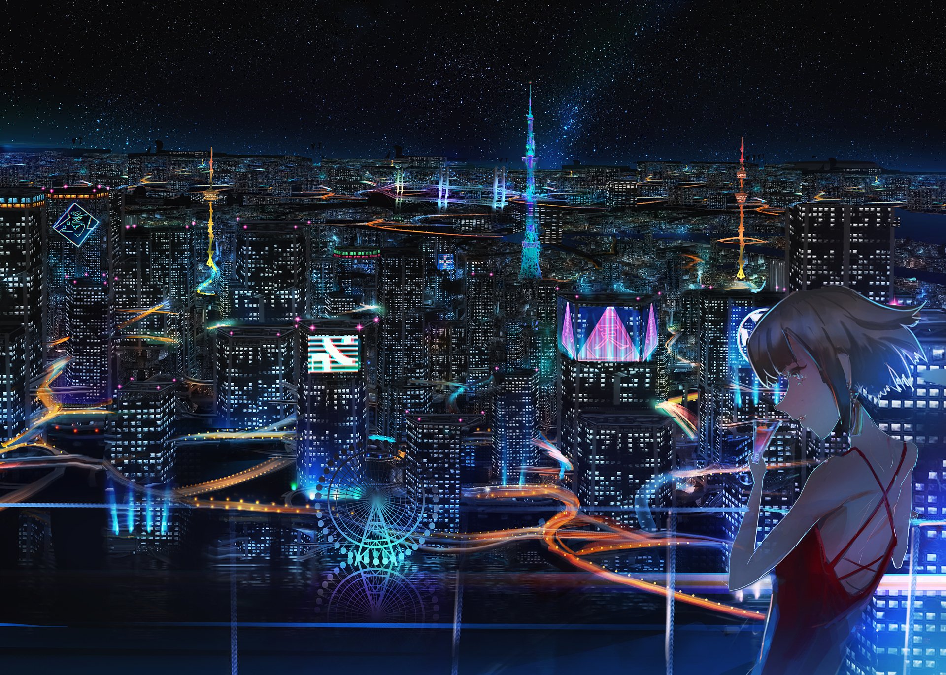Anime City HD Wallpaper by ナコモ