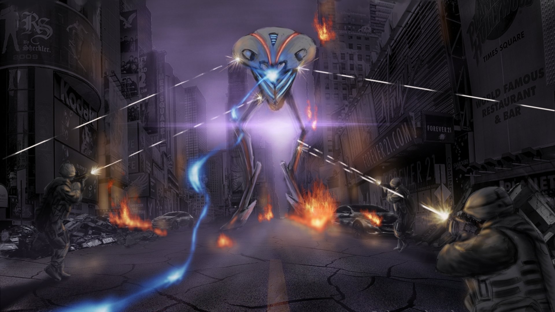 Download Soldier Car Fire Gun Apocalypse Sci Fi Space Invasion HD Wallpaper by liwei191