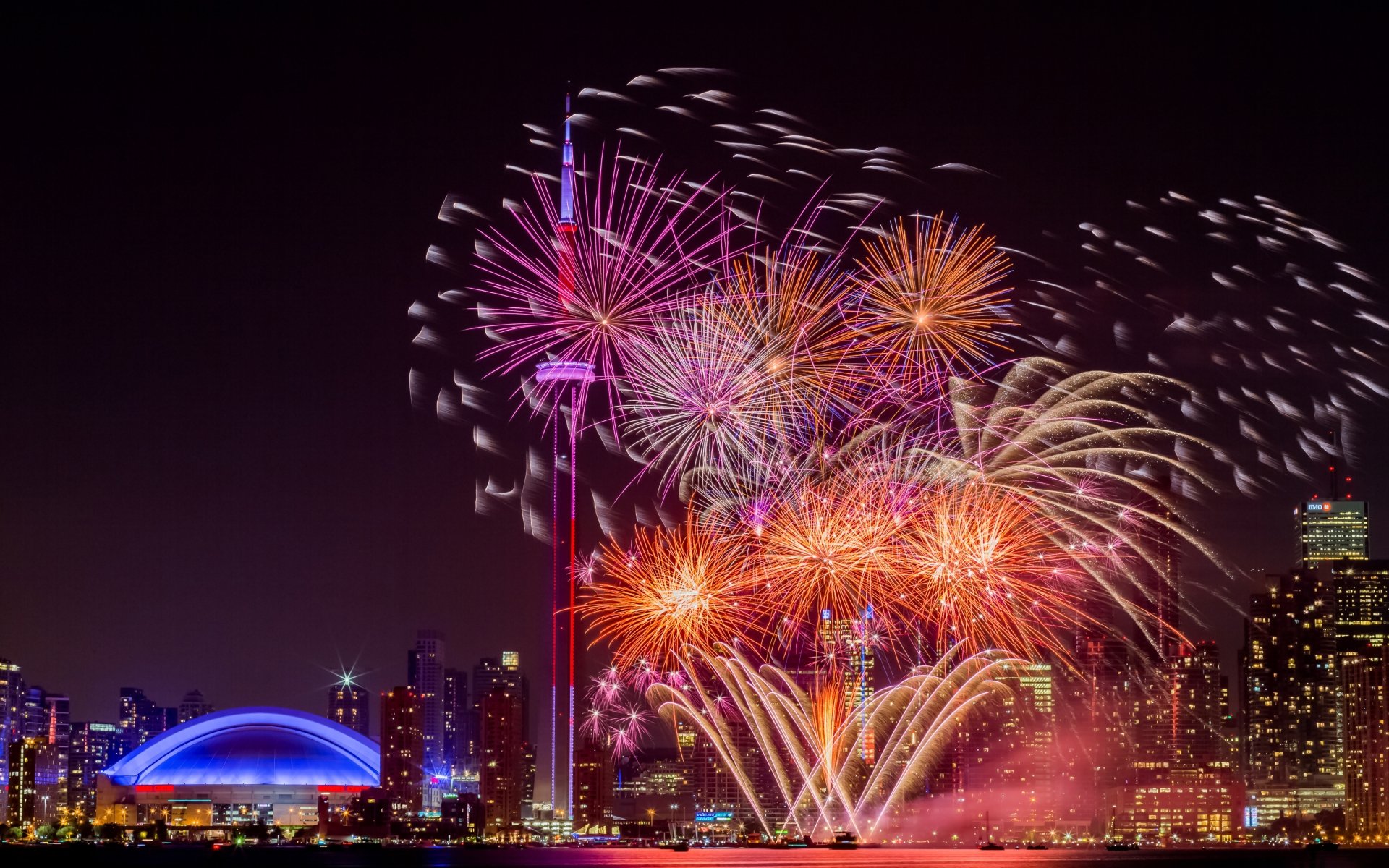 Download Night Toronto Canada Light City Photography Fireworks 4k Ultra ...