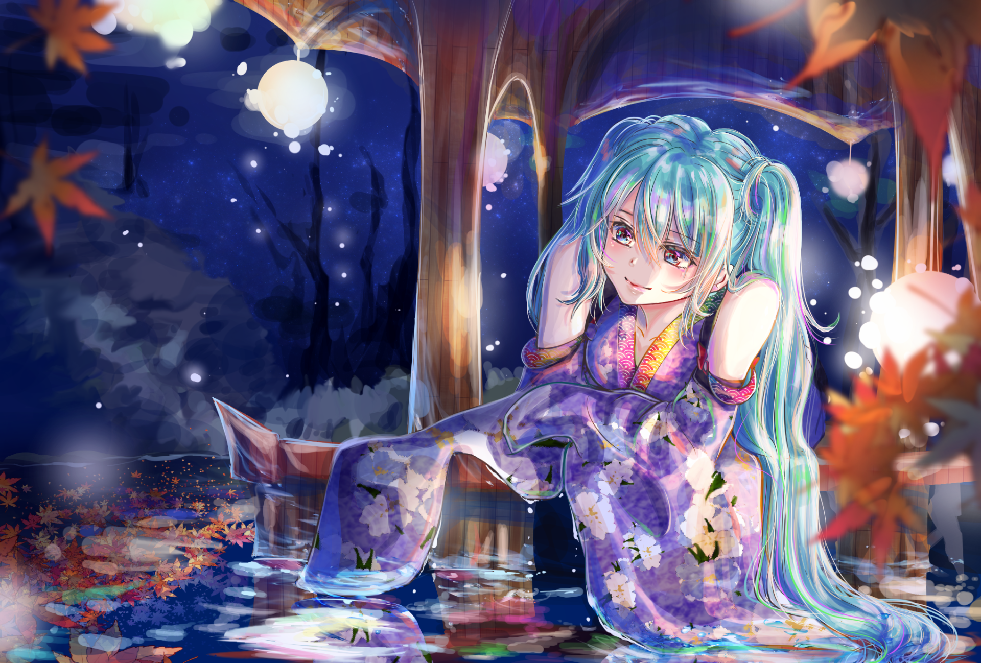 Hatsune Miku's Serene Waterscape: Stunning Blue-Haired Vocaloid HD ...