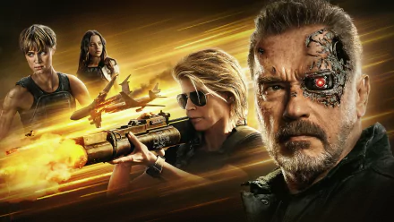 Grace (Terminator) Natalia Reyes Linda Hamilton Mackenzie Davis Sarah Connor Arnold Schwarzenegger movie Terminator: Dark Fate HD Desktop Wallpaper | Background Image