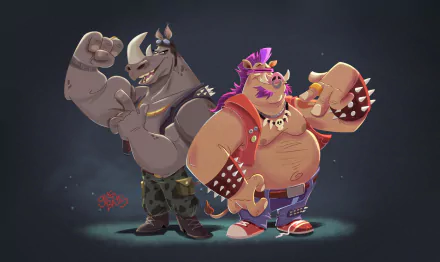 Bebop (TMNT) Rocksteady (TMNT) Teenage Mutant Ninja Turtles Comic HD Desktop Wallpaper | Background Image