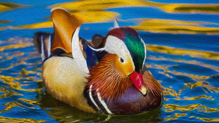 Mandarin Duck - Oil on Canvas