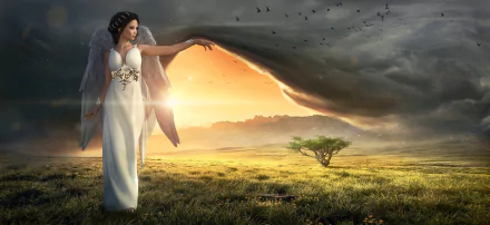 cloud white dress sky fantasy angel HD Desktop Wallpaper | Background Image