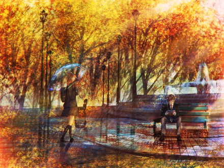 fall Anime Original autumn anime HD Desktop Wallpaper | Background Image