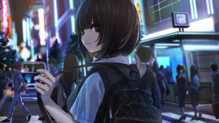 people backpack Anime Original HD Desktop Wallpaper | Background Image