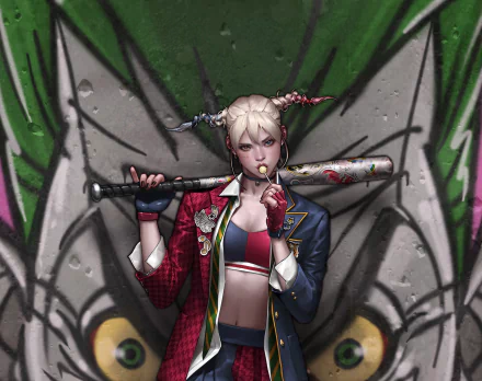 lollipop baseball bat twintails DC Comics Comic Harley Quinn HD Desktop Wallpaper | Background Image