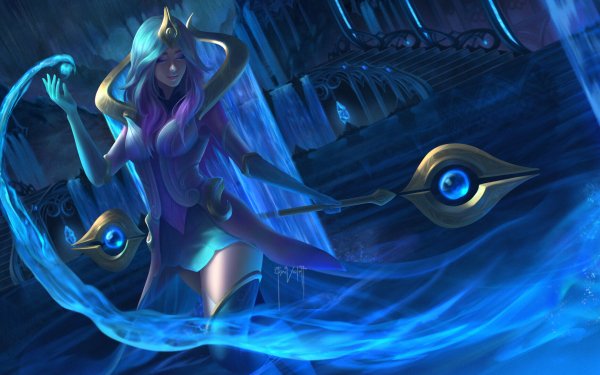 Video Game League Of Legends Lux Sorceress Staff Blue Hair Magic HD Wallpaper | Background Image