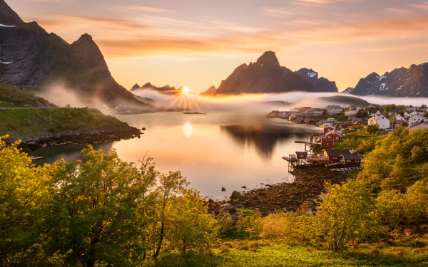 village morning photography lake HD Desktop Wallpaper | Background Image